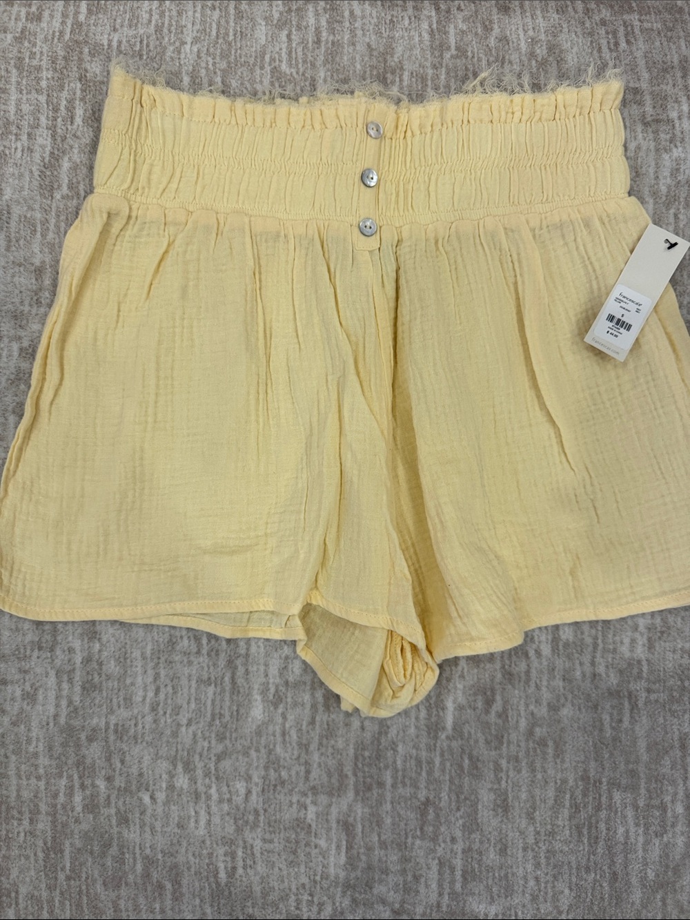 Smocked High-Waist Yellow Women’s Shorts